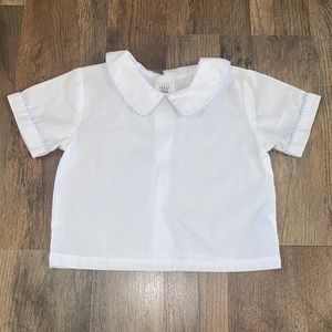Royal Kidz White Peter Pan Collar Gingham Trimmed Shirt 12 Months